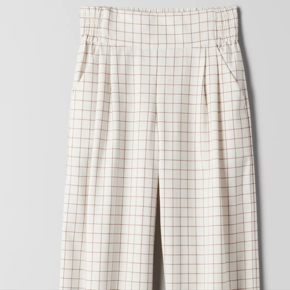 Aritzia Sunday Best Sullivan Checkered Wide Leg Pant in Amber Earth - Picture 6 of 11
